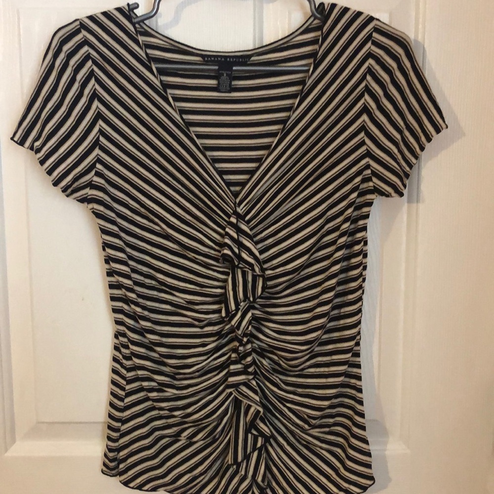 Striped V-neck blouse